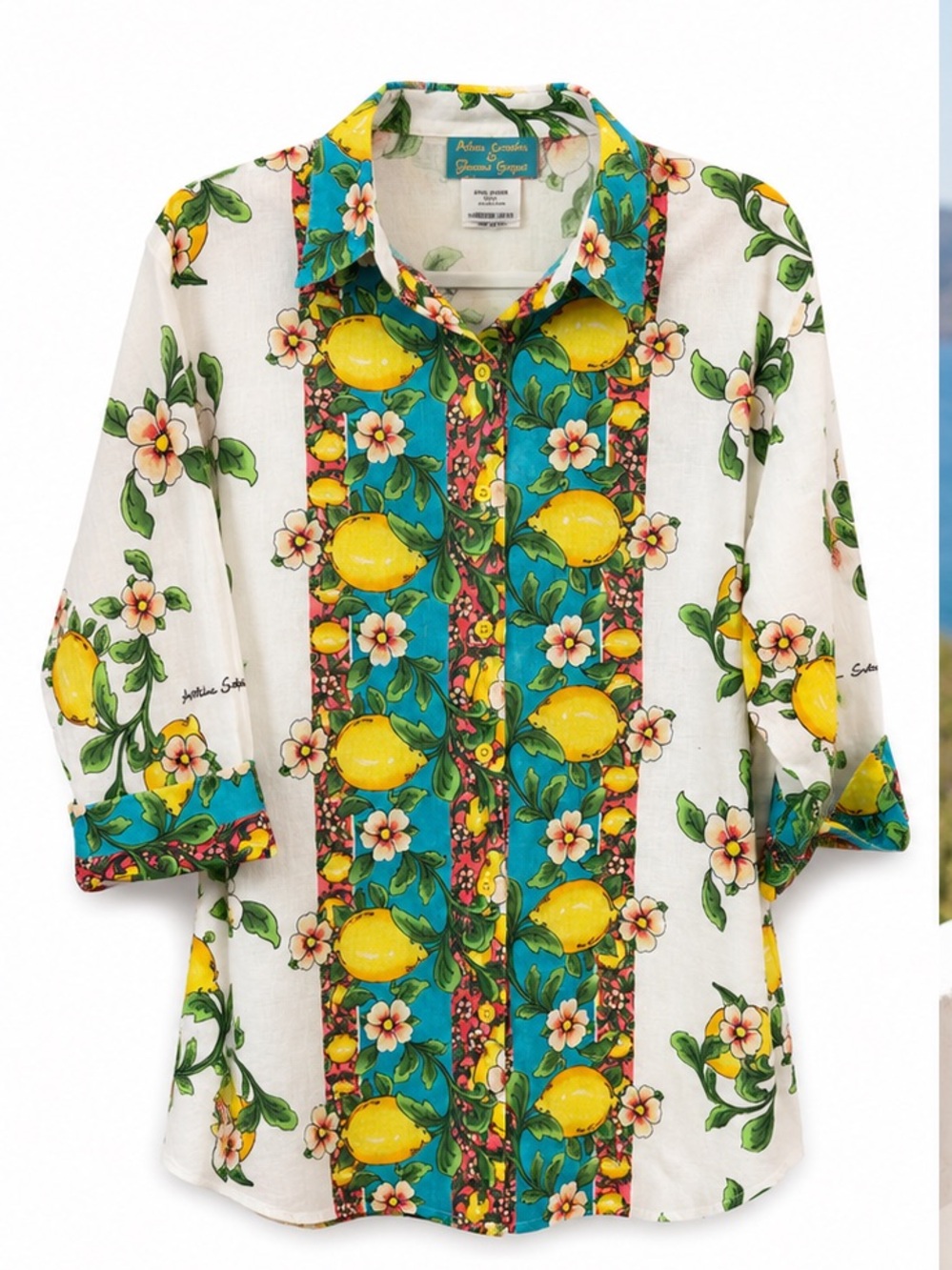Antica Sartoria by Giacomo Cinque Positano Lemon Print Cotton Shirt Size L